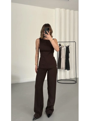 Linda Crep Takım - Kahve