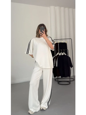 Breela Şeritli Takım - Beyaz