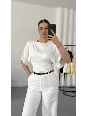 Lumia Salaş Crop - Beyaz