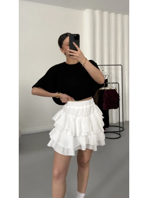 Melly Fırfırlı Etek - Beyaz