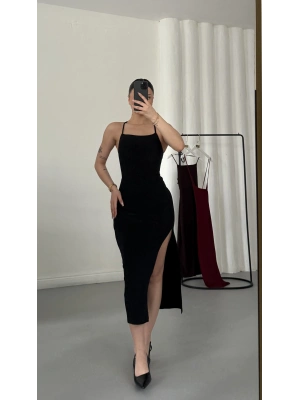 Martha İp Askılı Elbise - Siyah