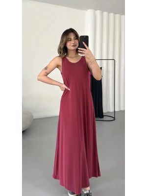 Ashley Salaş Elbise - Bordo