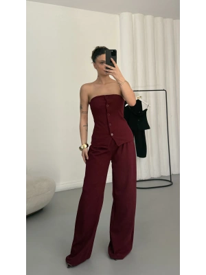 Sadie Straplez Takım - Bordo
