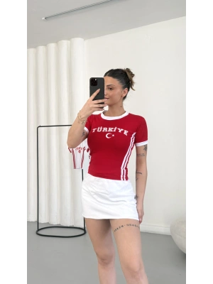 Türkiye Baskılı Crop - Kırmızı
