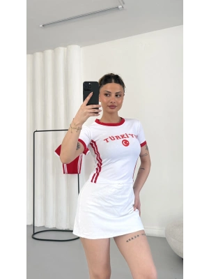 Türkiye Baskılı Crop - Beyaz