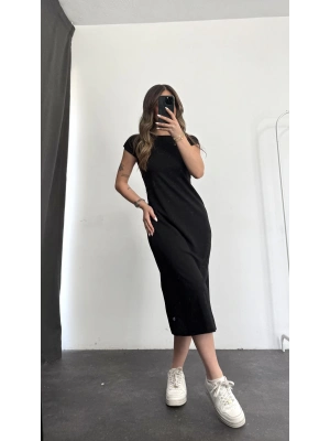 Adelina Kuşaklı Elbise - Siyah