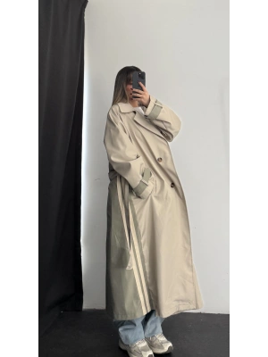 Adriana Şeritli Trençkot - Haki