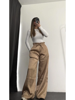 Alita Saten Palazzo Pantolon - Bej
