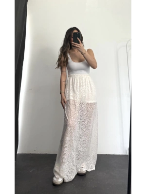 Alya Dantel Etek - Beyaz