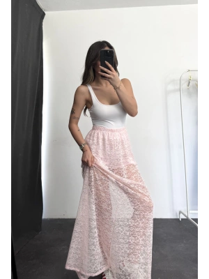 Alya Dantel Etek - Pembe