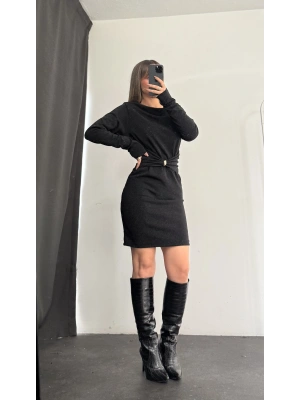 Amelie Simli Elbise - Siyah