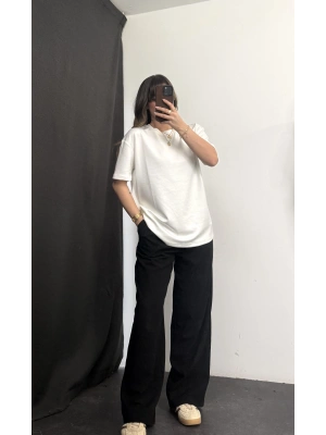 April Oversize Modal Tshirt - Beyaz