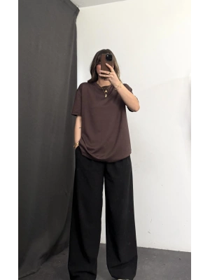 April Oversize Modal Tshirt - Kahve