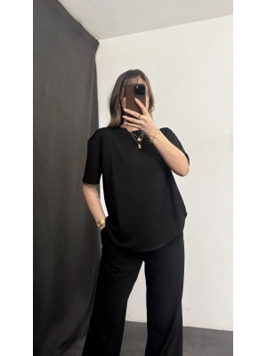 April Oversize Modal Tshirt - Siyah