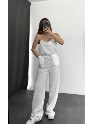 Arianna Keten Pantolon - Beyaz