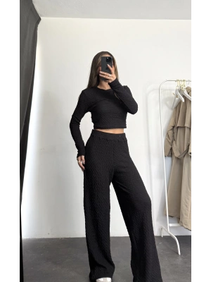 Ariel Basic Crop Takım - Siyah