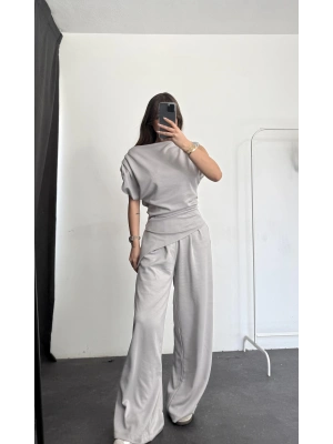 Asimetrik Drapeli Takım - Gri