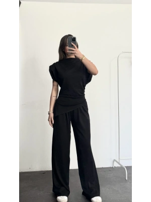 Asimetrik Drapeli Takım - Siyah