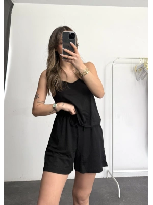 Askılı Şortlu Takım - Siyah
