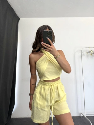 Aura Çapraz Yaka Takım - Sarı