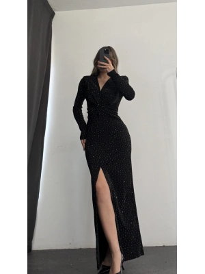 Avril Taşlı Elbise - Siyah