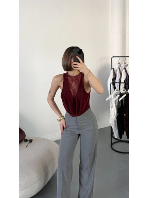 Baby Dantel Detay Bodysuit - Bordo