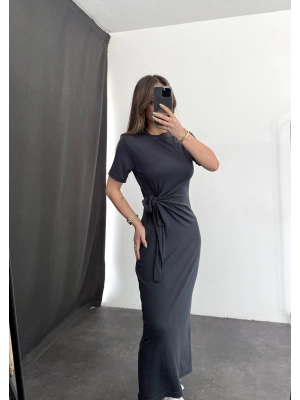 Bağcık Detay Elbise - Antrasit