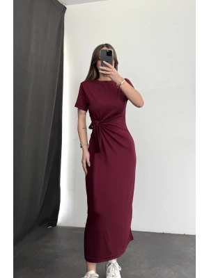 Bağcık Detay Elbise - Bordo