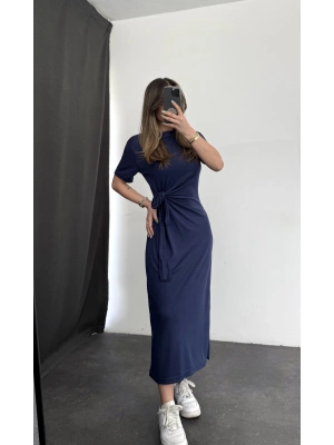 Bağcık Detay Elbise - Lacivert