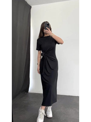 Bağcık Detay Elbise - Siyah