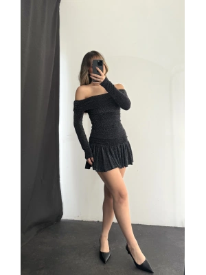 Becky Drapeli Etek Takım - Siyah