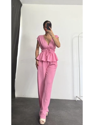 Bel Büzgülü Takım - Pembe