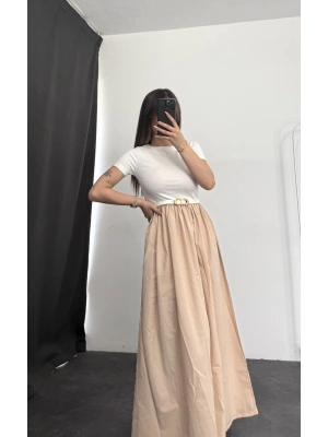 Belinda Maxi Elbise - Bej