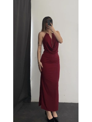 Bella Aksesuar Detay Elbise - Bordo