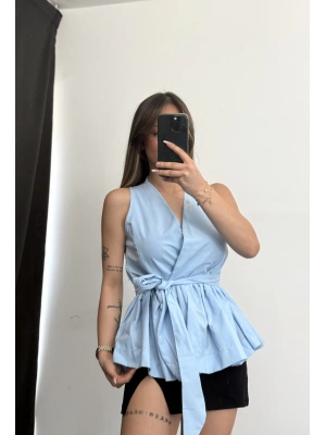 Belli Kruvaze Gömlek/Bluz - Mavi