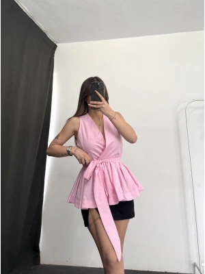 Belli Kruvaze Gömlek/Bluz - Pembe