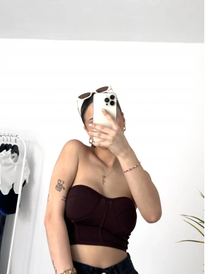 Berny Gloplu Büstiyer -Kahve