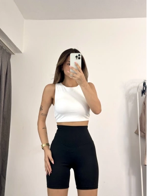 Biker Kısa Spor Tayt - Siyah