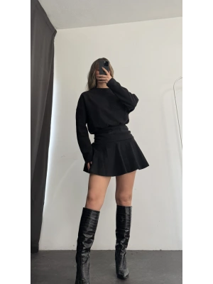 Blair Drapeli Mini Elbise - Siyah