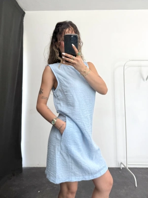 Bondia Keten Elbise -Mavi