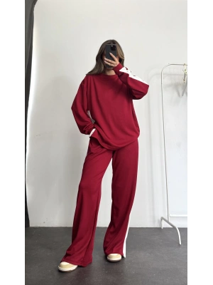 Bonnie Şeritli Takım - Bordo