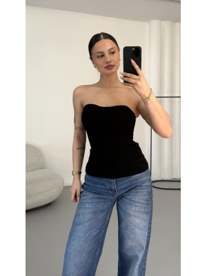 Camila Straplez Bluz - Siyah