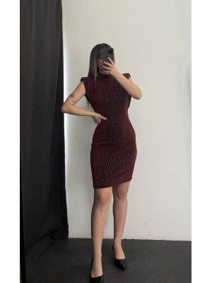 Camilla Taşlı Elbise - Bordo