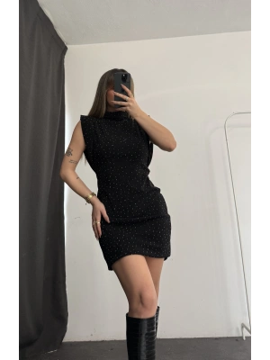 Camilla Taşlı Elbise - Siyah
