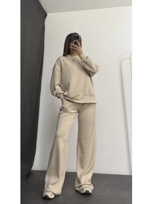Carmen Taşlı Sweat Takım - Bej