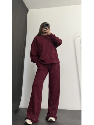 Carmen Taşlı Sweat Takım - Bordo