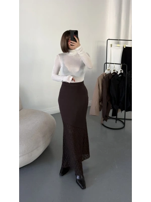 Celia Dantel Detay Etek - Kahve