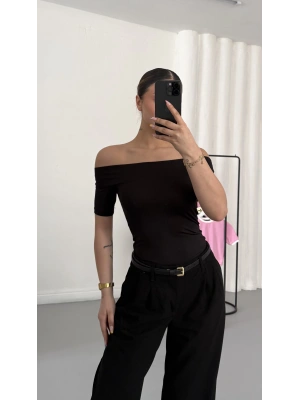 Celine Madonna Yaka Crop - Siyah