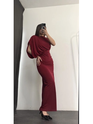 Charlotte Drapeli Elbise - Bordo