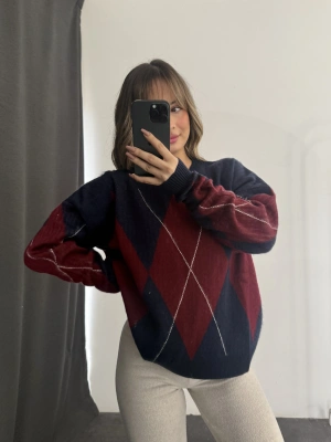 Chris Baklava Desen Triko Kazak - Lacivert